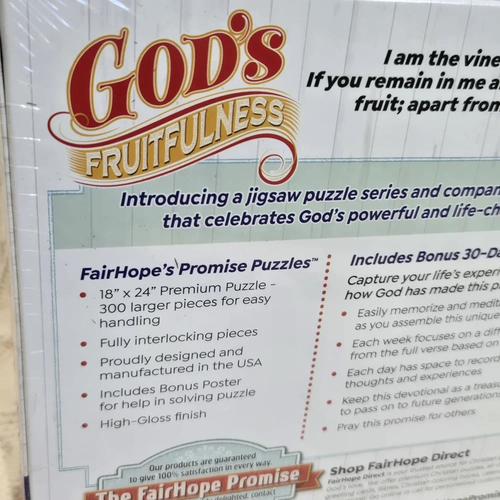 SEALED NEW Gods Fruitfulness‎ JIGSAW PUZZLE 300 LARGE Pc. Bonus Poster 18